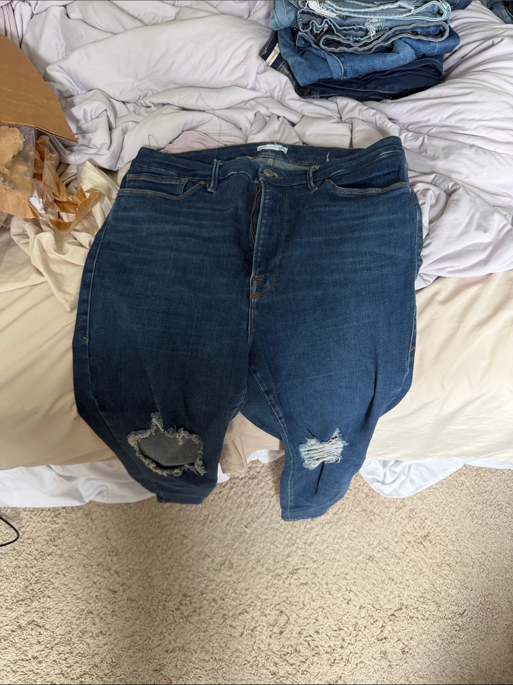 Good American Dark Blue Distressed Jeans